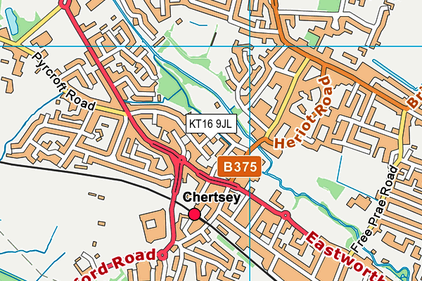KT16 9JL map - OS VectorMap District (Ordnance Survey)