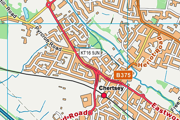 KT16 9JN map - OS VectorMap District (Ordnance Survey)