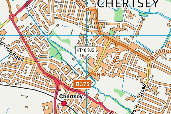 KT16 9JS map - OS VectorMap District (Ordnance Survey)