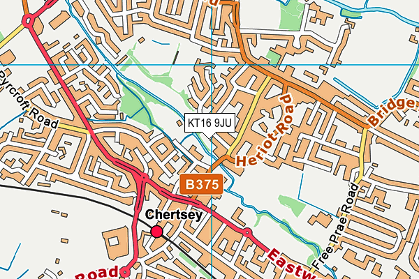 KT16 9JU map - OS VectorMap District (Ordnance Survey)