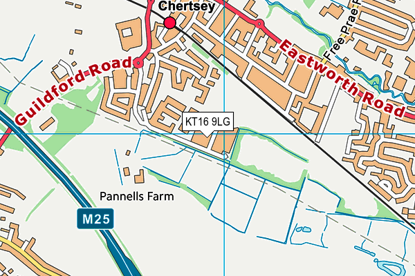 KT16 9LG map - OS VectorMap District (Ordnance Survey)