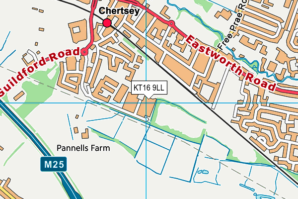 KT16 9LL map - OS VectorMap District (Ordnance Survey)