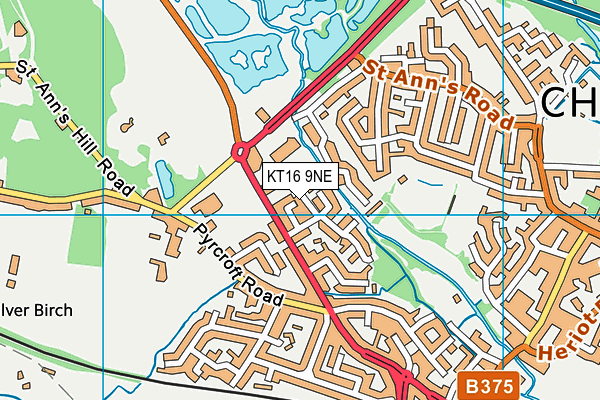 KT16 9NE map - OS VectorMap District (Ordnance Survey)