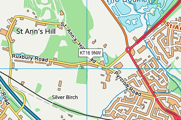 KT16 9NW map - OS VectorMap District (Ordnance Survey)