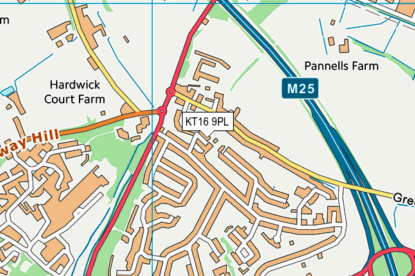 KT16 9PL map - OS VectorMap District (Ordnance Survey)