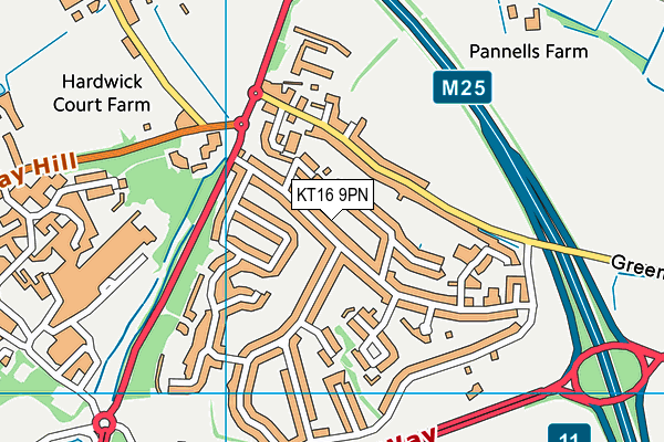 KT16 9PN map - OS VectorMap District (Ordnance Survey)