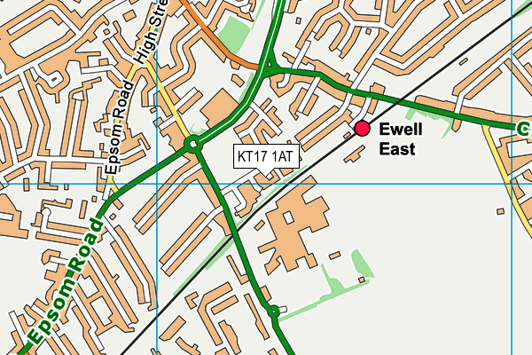 KT17 1AT map - OS VectorMap District (Ordnance Survey)