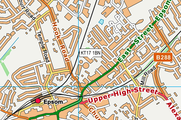 Rainbow Leisure Centre map (KT17 1BN) - OS VectorMap District (Ordnance Survey)