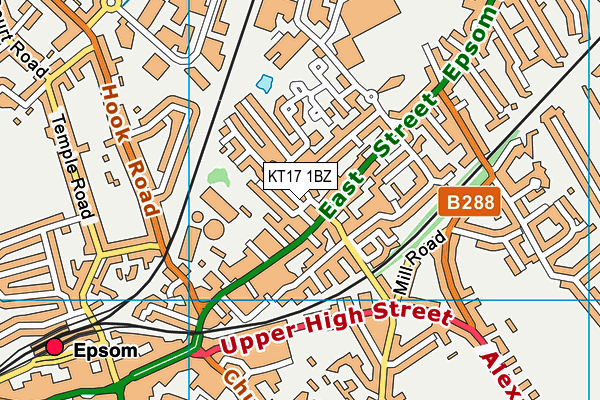 KT17 1BZ map - OS VectorMap District (Ordnance Survey)
