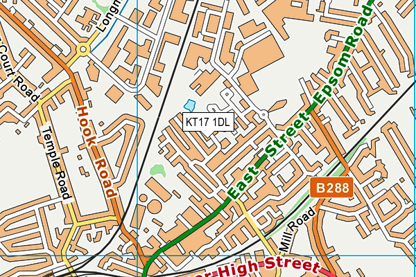 KT17 1DL map - OS VectorMap District (Ordnance Survey)