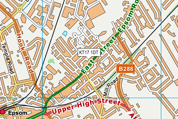 KT17 1DT map - OS VectorMap District (Ordnance Survey)