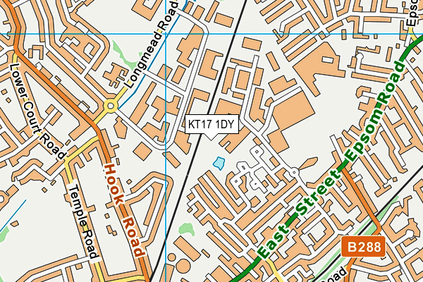 KT17 1DY map - OS VectorMap District (Ordnance Survey)