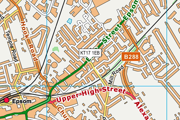 KT17 1EB map - OS VectorMap District (Ordnance Survey)