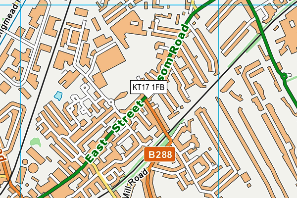 KT17 1FB map - OS VectorMap District (Ordnance Survey)