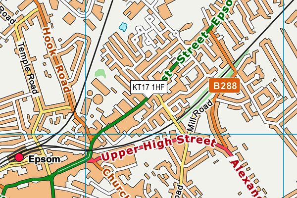 KT17 1HF map - OS VectorMap District (Ordnance Survey)