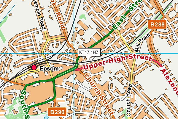 KT17 1HZ map - OS VectorMap District (Ordnance Survey)