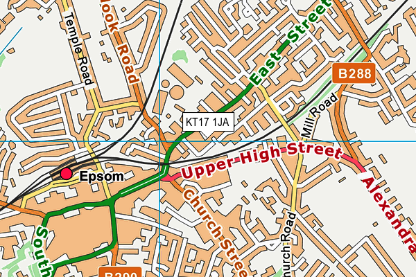 KT17 1JA map - OS VectorMap District (Ordnance Survey)