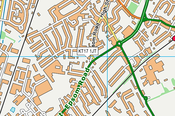 KT17 1JT map - OS VectorMap District (Ordnance Survey)