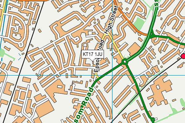KT17 1JU map - OS VectorMap District (Ordnance Survey)