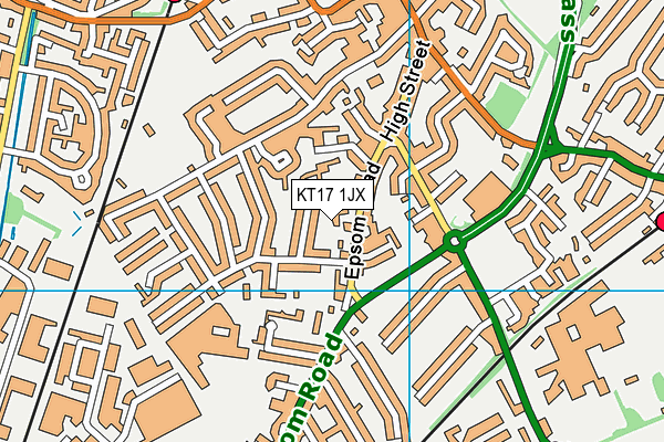 KT17 1JX map - OS VectorMap District (Ordnance Survey)