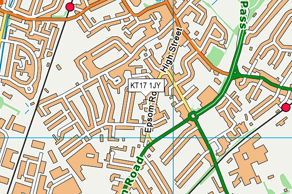 KT17 1JY map - OS VectorMap District (Ordnance Survey)