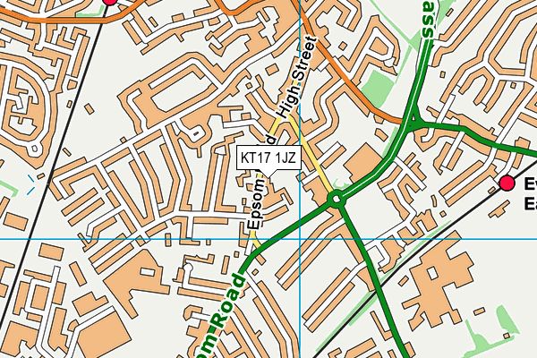 KT17 1JZ map - OS VectorMap District (Ordnance Survey)