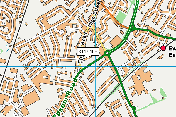 KT17 1LE map - OS VectorMap District (Ordnance Survey)