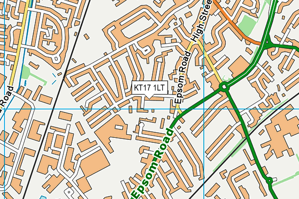 KT17 1LT map - OS VectorMap District (Ordnance Survey)