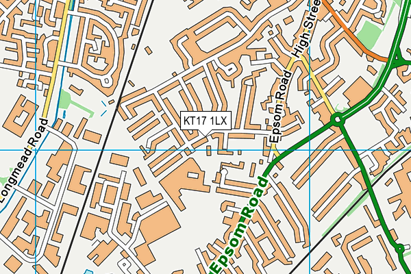 KT17 1LX map - OS VectorMap District (Ordnance Survey)