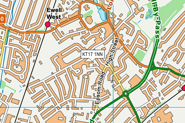 KT17 1NN map - OS VectorMap District (Ordnance Survey)