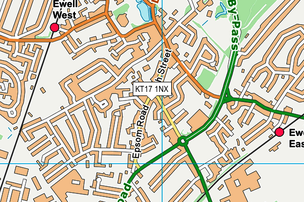 KT17 1NX map - OS VectorMap District (Ordnance Survey)