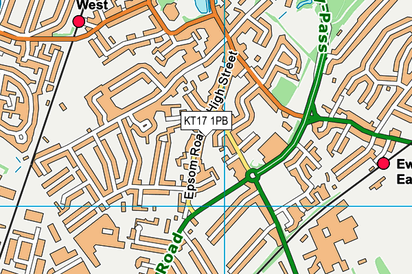 KT17 1PB map - OS VectorMap District (Ordnance Survey)