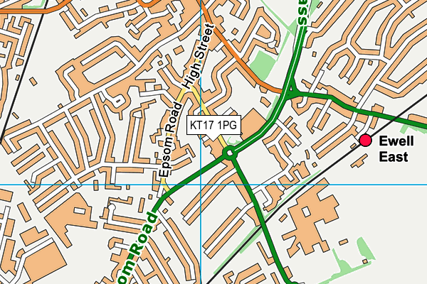 KT17 1PG map - OS VectorMap District (Ordnance Survey)