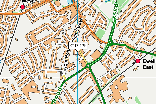 KT17 1PH map - OS VectorMap District (Ordnance Survey)