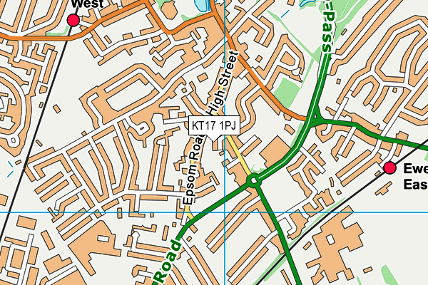 KT17 1PJ map - OS VectorMap District (Ordnance Survey)