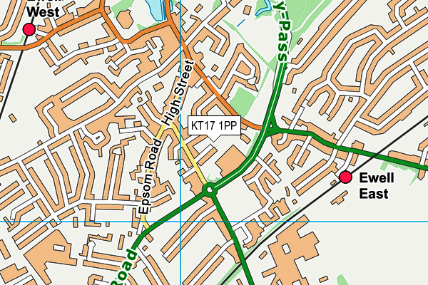 KT17 1PP map - OS VectorMap District (Ordnance Survey)