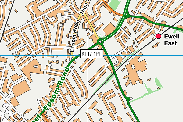 KT17 1PT map - OS VectorMap District (Ordnance Survey)