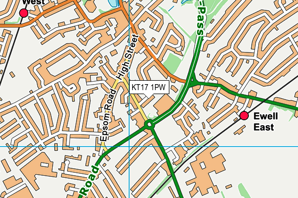KT17 1PW map - OS VectorMap District (Ordnance Survey)