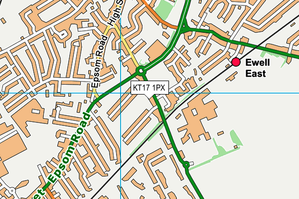 KT17 1PX map - OS VectorMap District (Ordnance Survey)
