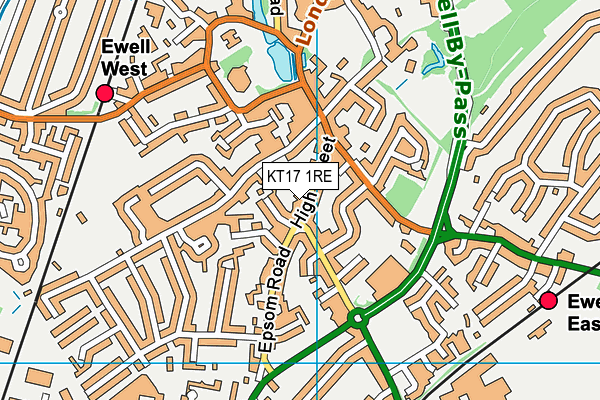 KT17 1RE map - OS VectorMap District (Ordnance Survey)