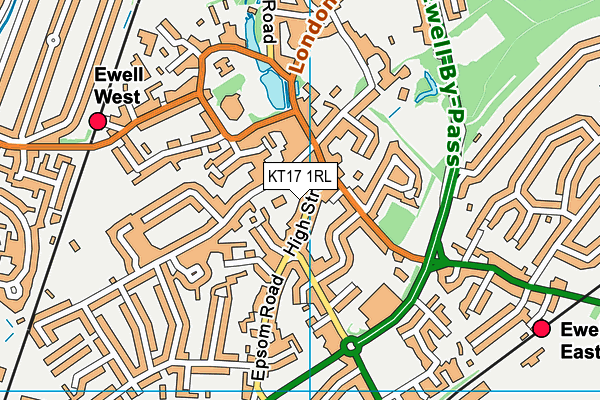 KT17 1RL map - OS VectorMap District (Ordnance Survey)