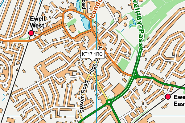 KT17 1RQ map - OS VectorMap District (Ordnance Survey)