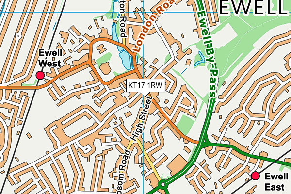 KT17 1RW map - OS VectorMap District (Ordnance Survey)