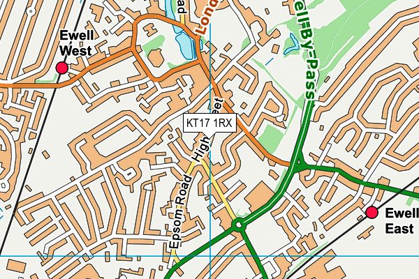 KT17 1RX map - OS VectorMap District (Ordnance Survey)