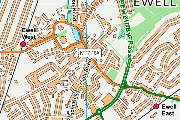KT17 1SA map - OS VectorMap District (Ordnance Survey)