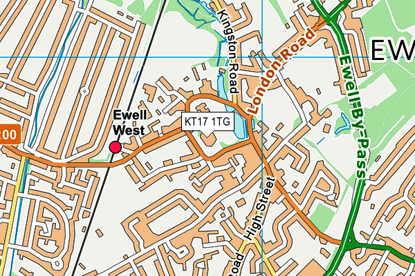 KT17 1TG map - OS VectorMap District (Ordnance Survey)