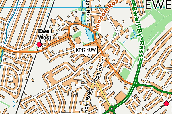 KT17 1UW map - OS VectorMap District (Ordnance Survey)