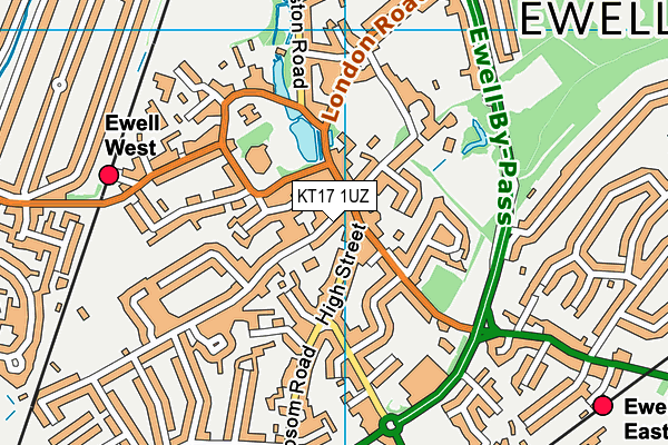 Ewell Grove Primary and Nursery School map (KT17 1UZ) - OS VectorMap District (Ordnance Survey)