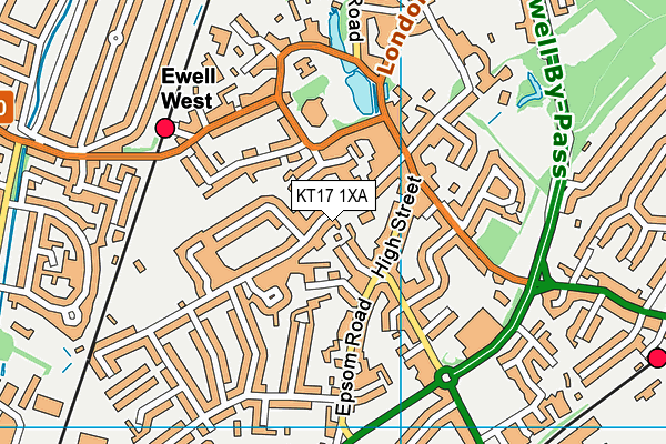 KT17 1XA map - OS VectorMap District (Ordnance Survey)