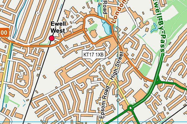 KT17 1XB map - OS VectorMap District (Ordnance Survey)